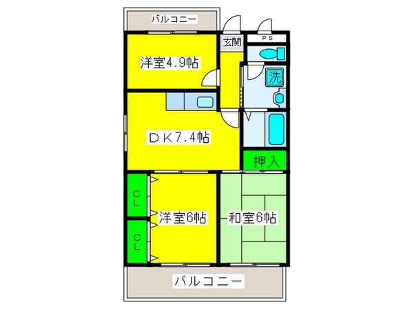 片岡マンション２の物件間取画像